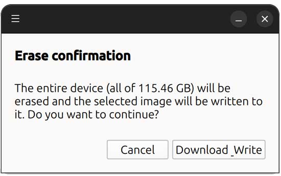 Erase confirmation warning