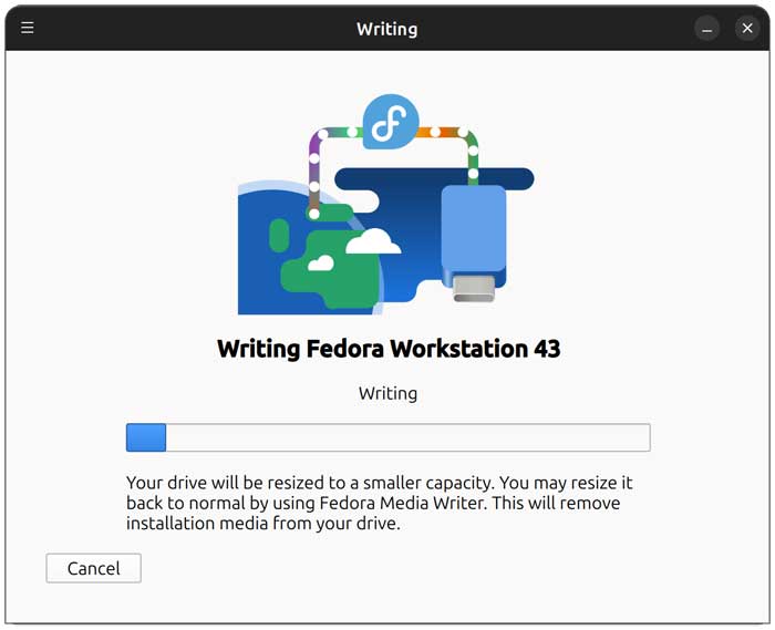 Writing Fedora Linux flash drive