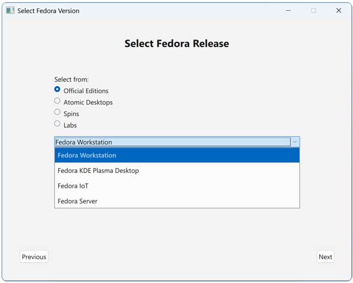 Select Fedora release