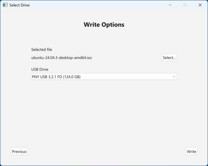Fedora Media Writer options