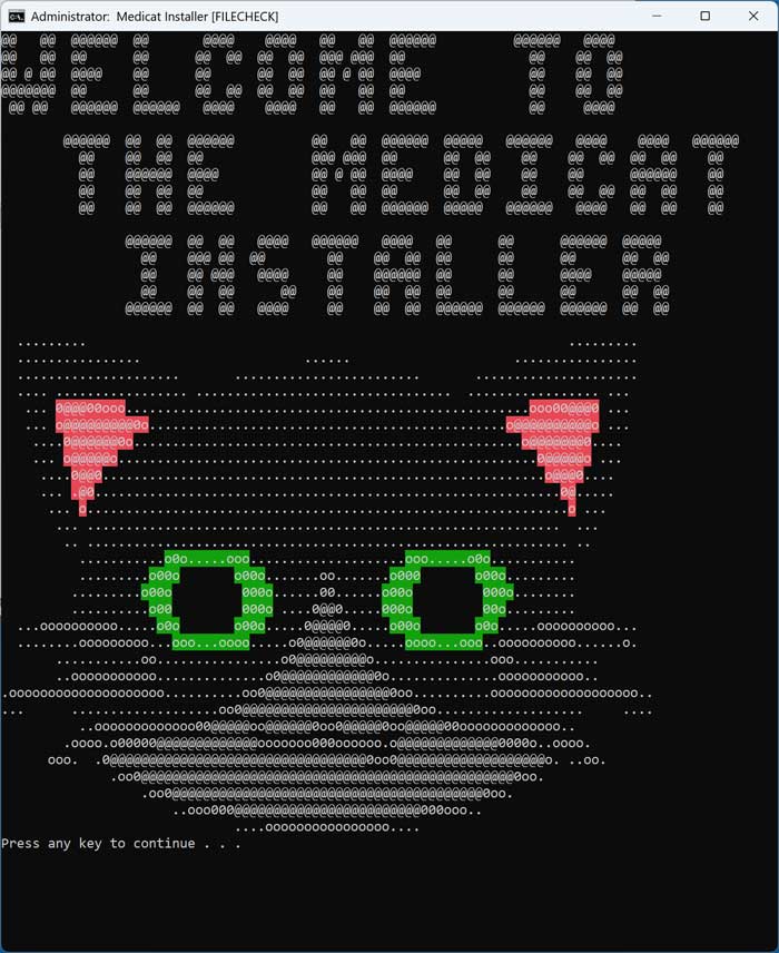 Medicat installation screen