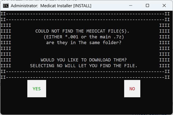 Could not find the Medicat files message