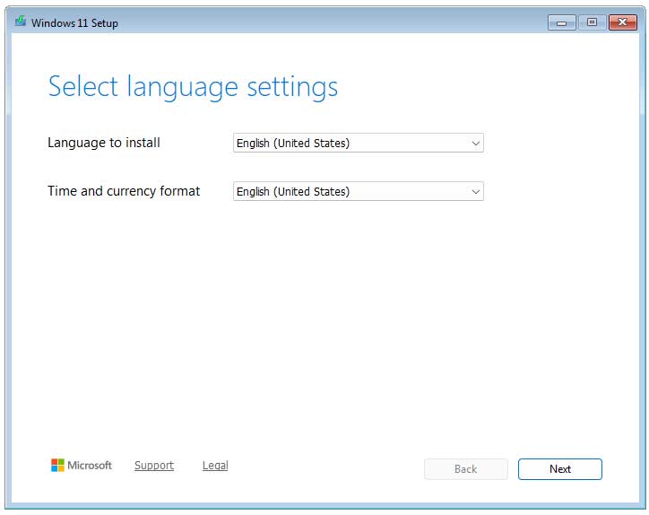 Windows installation wizard