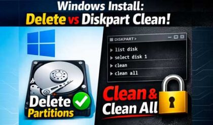 Securely Wipe a Drive Before Installing Windows – DiskPart vs. Deleting Partitions