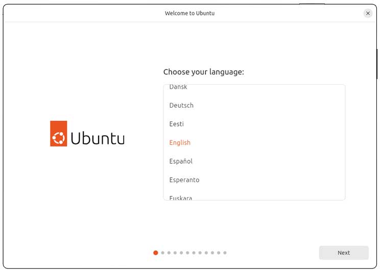 Ubuntu installation screen