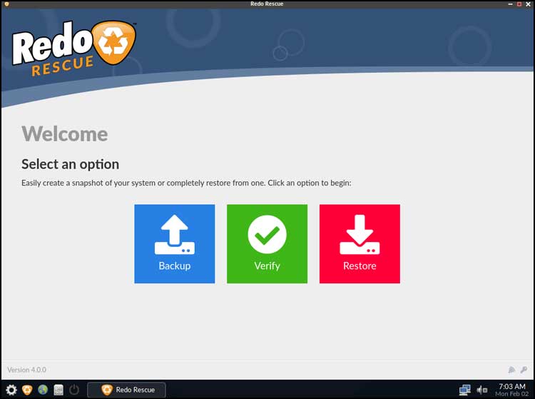 RedoRescue select an option
