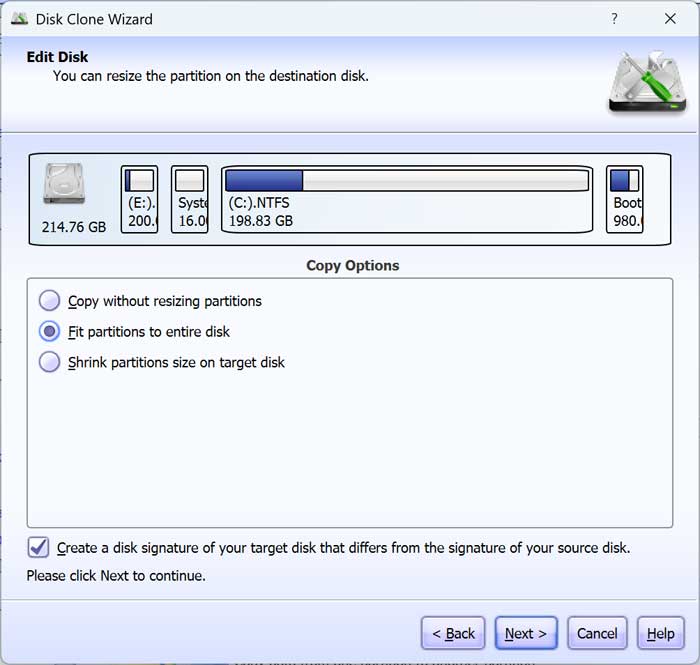 Fit partitions to entire disk