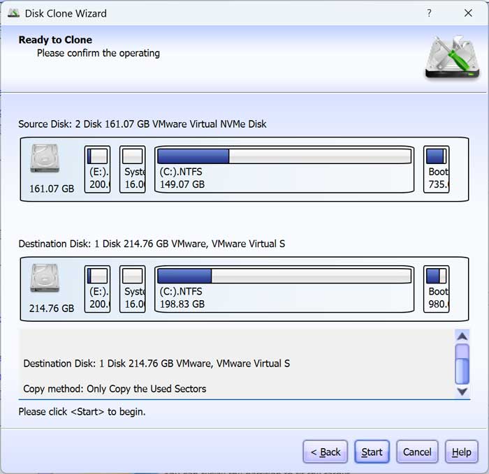 Lazesoft clone summary screen