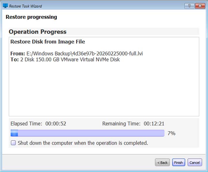 Lazesoft restore process