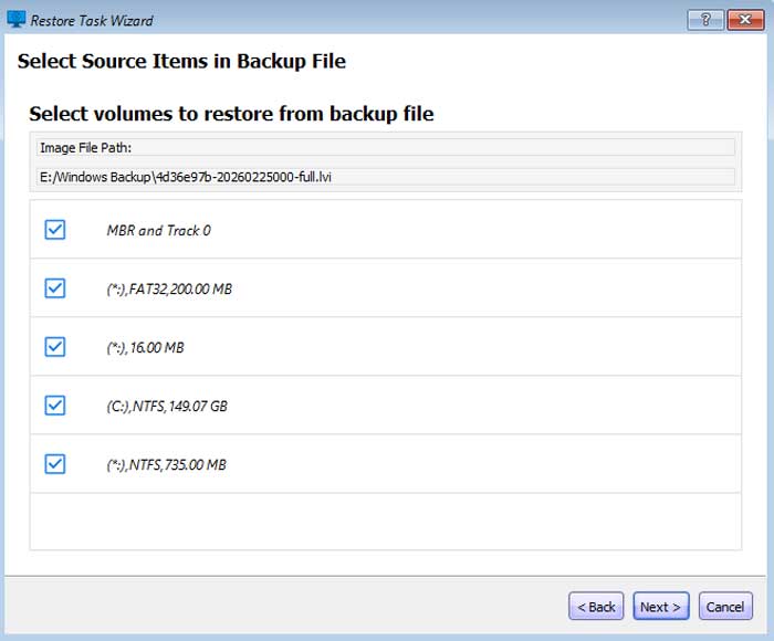 Lazesoft restore task wizard volumes
