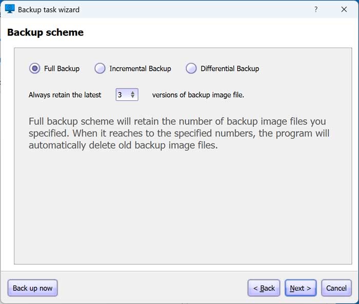 Choose your backup scheme