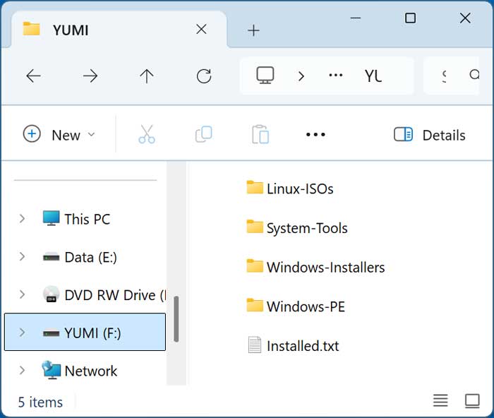 YUMI ISO folder structure