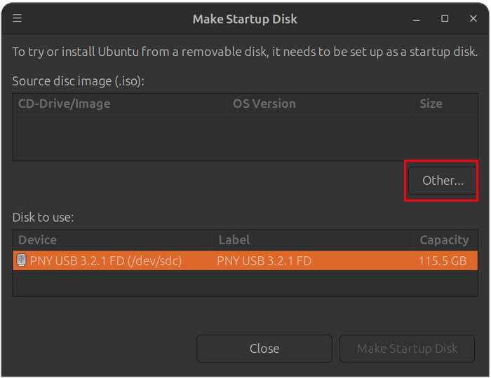 Create a Linux USB Flash Drive Installer in Linux with Startup Disk Creator
