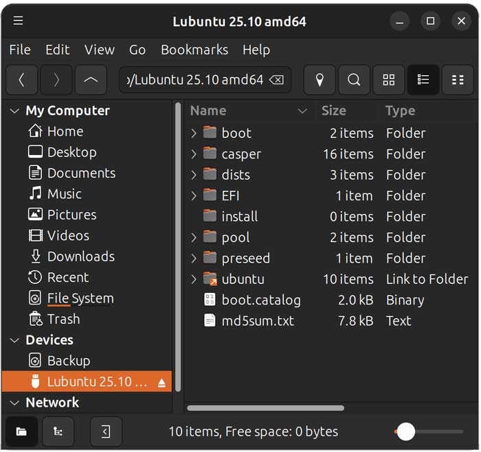Linux bootable flash drive files