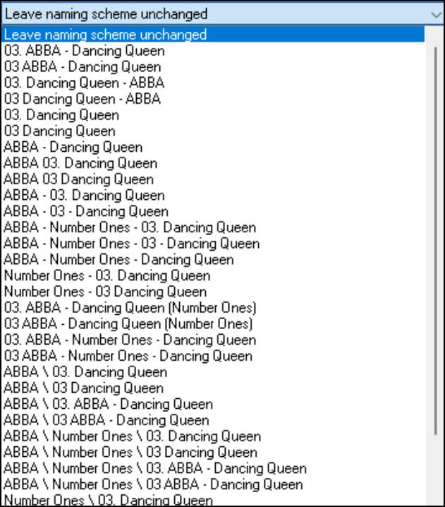 EAC change the naming convention of the ripped audio files