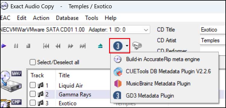 EAC download CD metadata