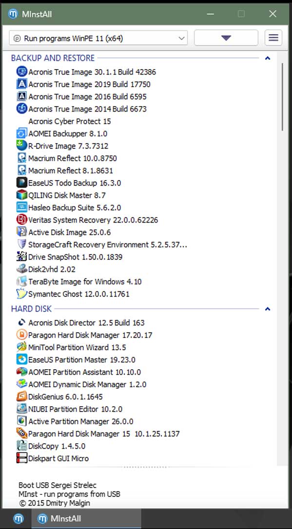 Sergei Strelec’s WinPE MInstallAll