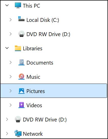 File Explorer libraries