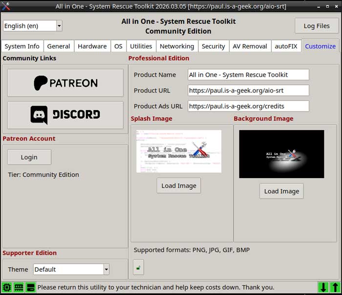 Customization options
