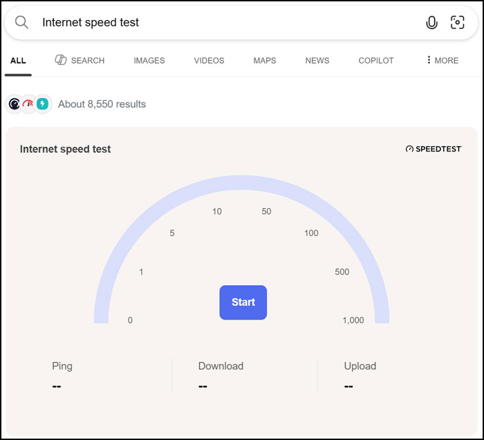 Bing speed test website