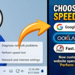 Choose system tray speed test website