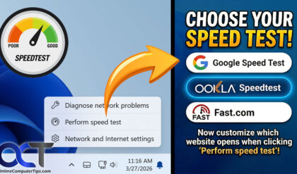 Choose system tray speed test website