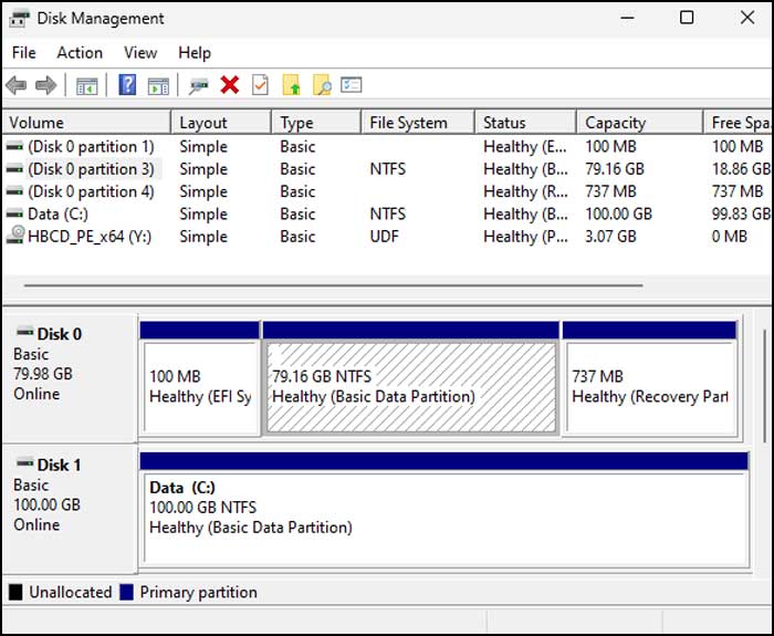 Disk Management tool