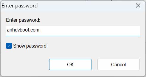 Enter zip file password
