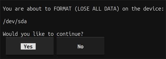 Lose all data warning message