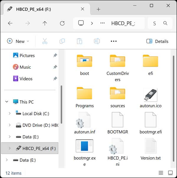 Flash drive contents