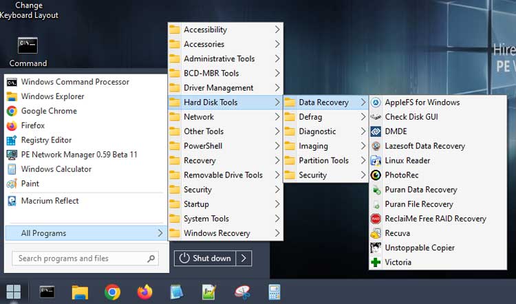 Hiren’s Boot CD available tools