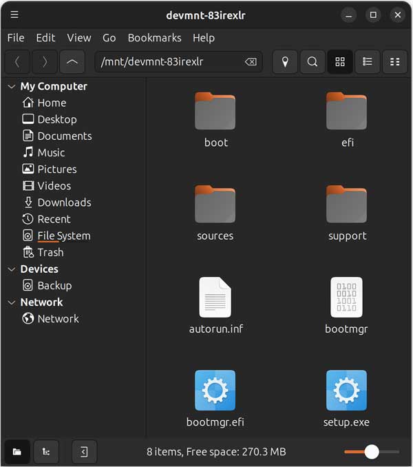 Windows files on flash drive