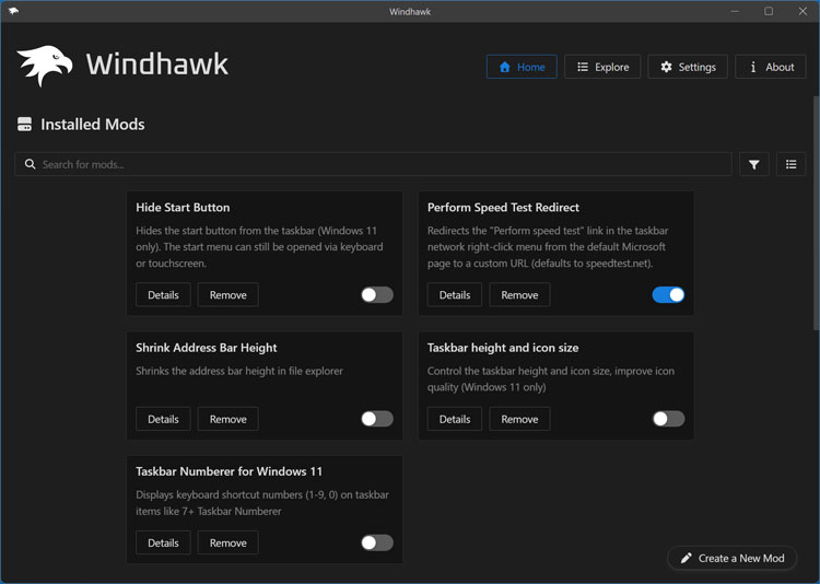 Main Windhawk app