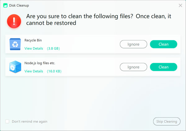 Delete files warning