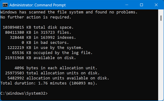 Windows check disk command