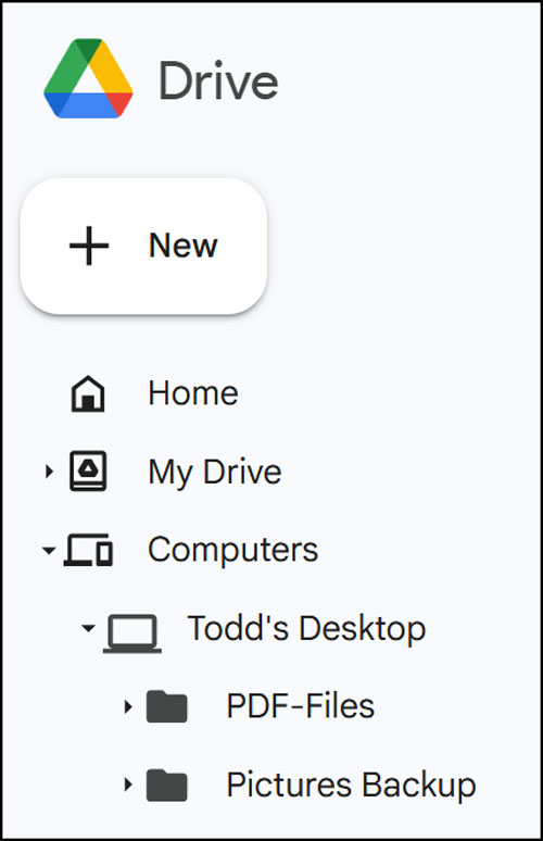 Google Drive Computers section