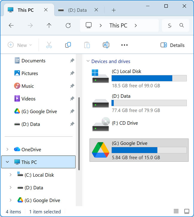 Google Drive in This PC