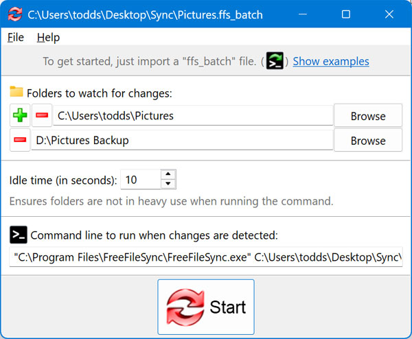RealTimeSync settings