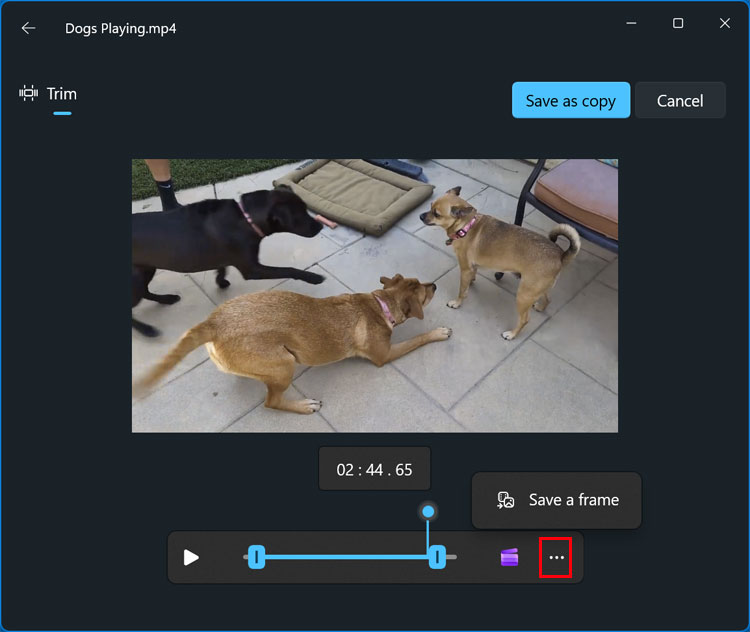 Photos app trim or cut the video
