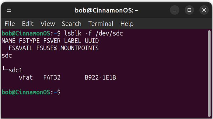USB flash drive formatted as FAT32