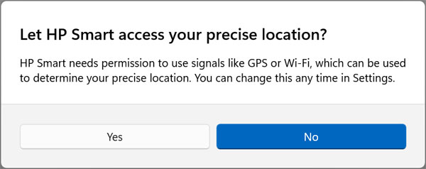 HP Smart accessing your information