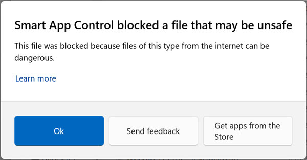Smart App Control blocking file
