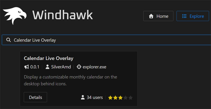Windhawk Explore search box