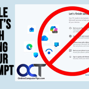 Disable the Let's Finish Setting Up Your PC