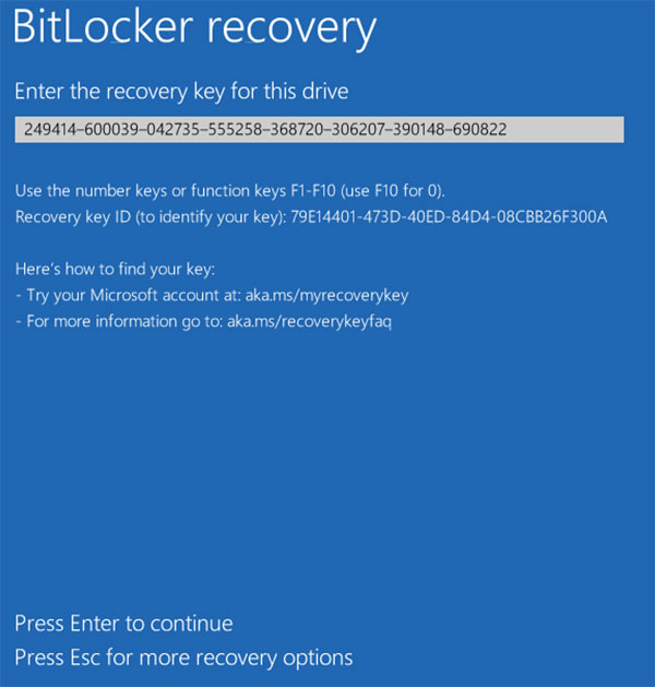 Enter recovery key in box