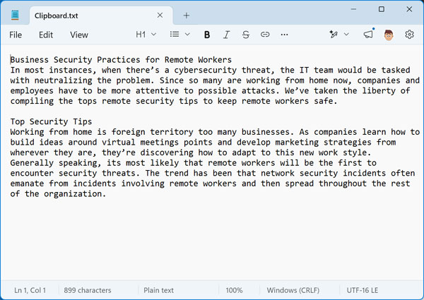 Open notepad file