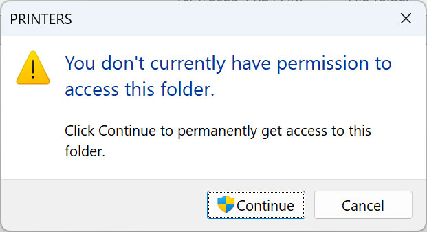 You don’t currently have permission to access this folder