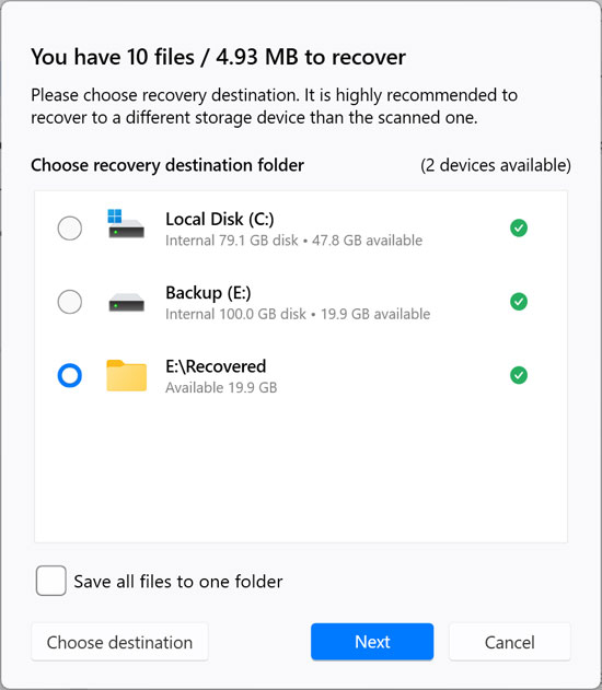 Disk Drill file recovery location