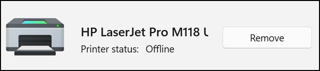 Remove button for Windows printer