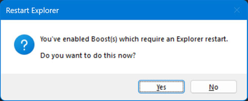 Restart Windows Explorer message